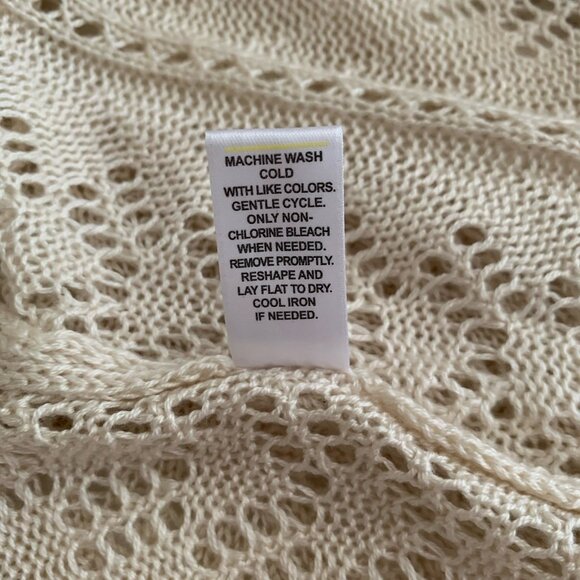 C EST. 1946 Beige Crochet Acrylic Boho Duster Size 18/20 Open Front NWT - Picture 10 of 10